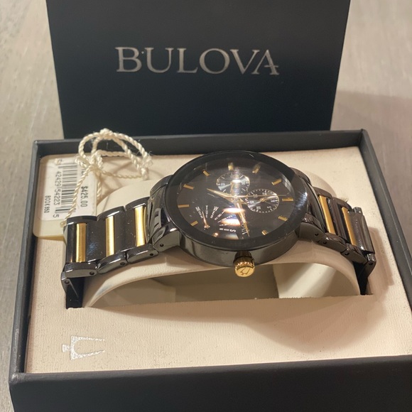 NWT Bulova Gold & Black Men’s Watch - Picture 3 of 9